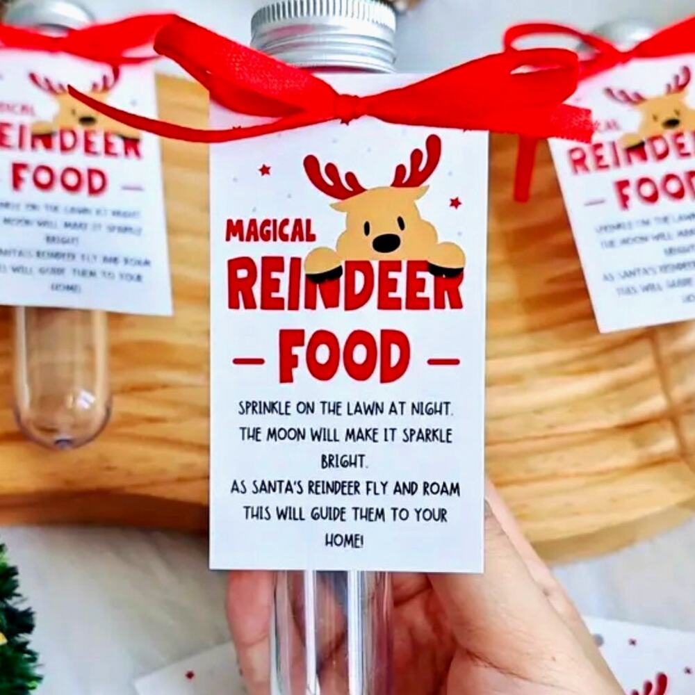 Magical Reindeer Food Container with Ribbon and Card